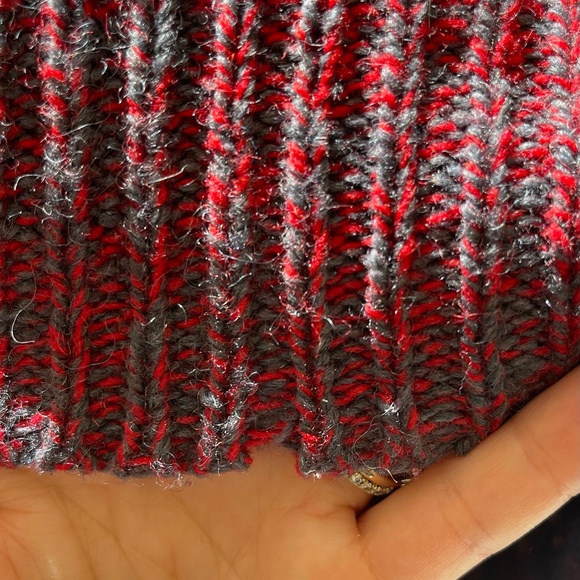 Vintage Woolrich Shawl Collar Waffle Knit Pullover Sweater Red Wooden Button L - Picture 10 of 11